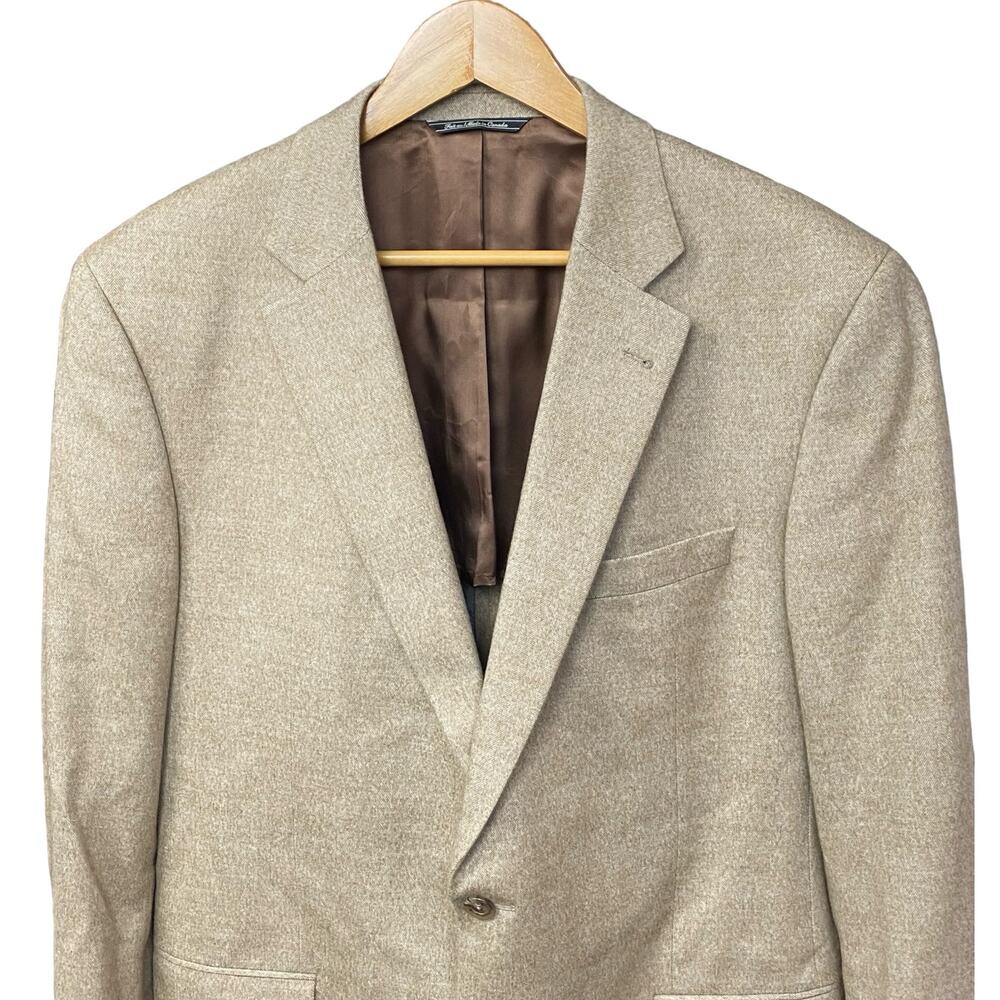 Jack Victor Herringbone Wool Tan Blazer 44 Long